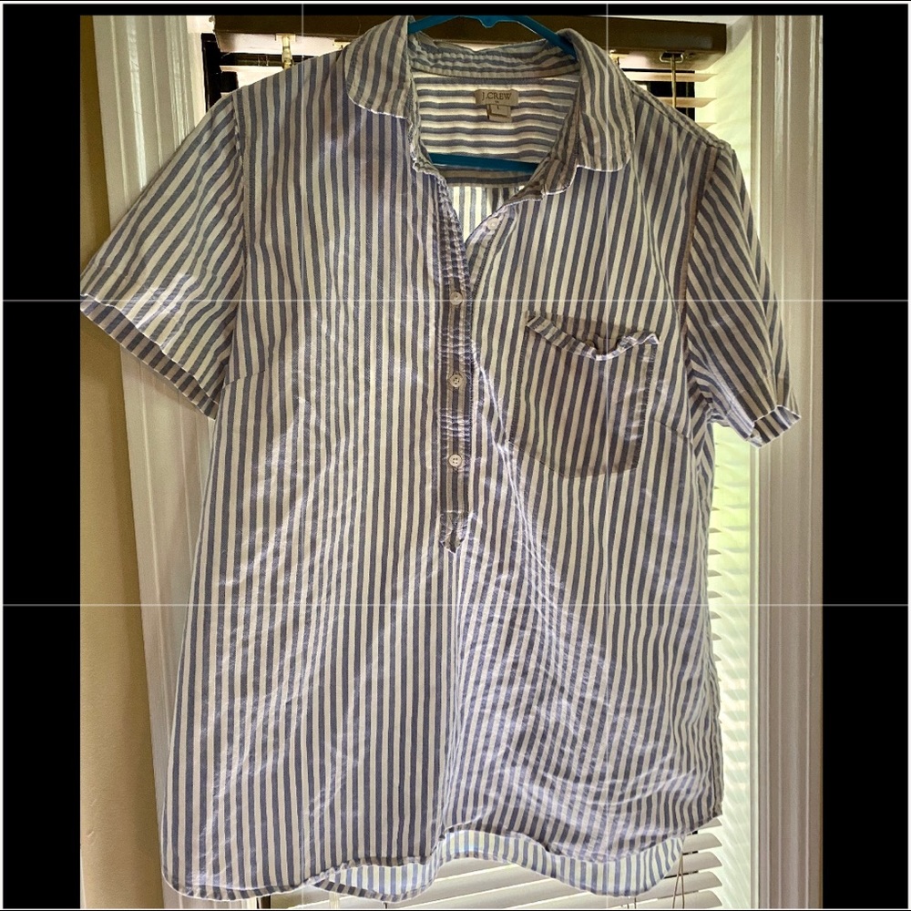 Striped J Crew shirt sleeved popover